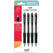 Uni Laknock Retractable Ballpoint Pens 0.7mm Black 4 Pack