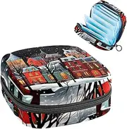 Sanitary Napkin Storage Bag,Period Bag,Pad Bag,Winter Street in The Old Town,Period Pouch