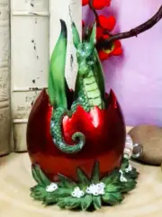 Ebros Amy Brown Holiday Green Mischief Dragon Hiding Red Egg Ornament Figurine