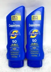 Lot of 2 Coppertone Sport 4-In-1 SPF 50 Sunscreen 8.75fl.oz. (C8)