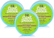 Just for Me Curl Peace Smoothing Ponytail & Edge Control (3 Pack) - Finishes & Holds, Contains Flaxseed, Avocado Oil & Black Castor Oil, 5 oz