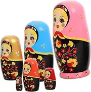Toddmomy 1 Set Wooden Russian Nesting Dolls Stacking for Six Girl Matryoshka Doll Unique Present for Birthdays Holidays Engaging Home Decor Playtime