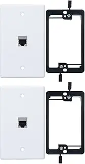 YOEMELY RJ45 Wall Plate 1 Port, (White,2 Pack), Cat7 Female to Female Metal Shielded Keystone Coupler, with Single Gang Low Voltage Mounting Bracket for Cat5, Cat5e, Cat6, Cat6a, Cat7 Network Cables