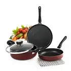 Induction Base Non-Stick Aluminium Cookware Set 3 Pieces Cherry