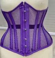under bust faux leather & fishnet corset Top Quality steel boned Waist training