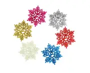 6Pcs Snowflakes Christmas 14cm Plastic Glitter Snow Flake Ornaments Christmas Tree Pendant