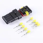 BWPEXZ 2 Pin 1/2/3/4/5/6 Pin Super Seal Waterproof Electrical Wire Connector Plug for Car Waterproof Connector 12A IP68(4P,5Pcs)