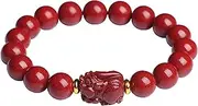[YANYUESHOP] Feng Shui Bracelet Pixiu Wealth Bracelet Natural S Cinnabar Bracelet 10/12Mm Piyao Mala Beads Bracelet Amulet for Protection Reiki Crystal Chakra Attract Money Prosperity ?Cinnabar