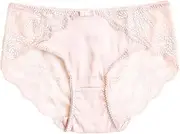 [Generic] Women's Sexy Mulberry Silk Bikini Briefs Mid-Waist Lace Trim Hipster Panties Underwear Breathable and Skin-Friendly
