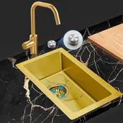 ACA Gold Kitchen Sink Drain Control Single Bowl Laundry Basin Under/Topmount 45x25cm