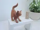 Bali Interesting Goods White Wood Cat Carving Pose C Ornament Wooden Decoration