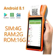 Q3Pro Handheld PDA 4G Android 8.1 POS Machines Portable Electronic Ticket Printer Receipt All In One Handheld Business Register Q1 Orange