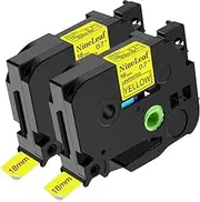 NineLeaf 2 x Compatible for Brother P-Touch TZe-641 TZe641 TZ-641 TZ641 AZe-641 AZe Tape 18mm 0.7'' 3/4'' Black on Yellow Laminated Label Tape for Ptouch PT-D600 D600VP E800W D800W E300 Label Maker