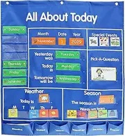 Daseeme School Classroom Pocket Chart with Date Month Year Week Season Weather Event Cards Teacher Teaching Tool All About Today Activity Learning Resource