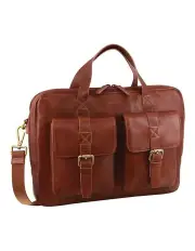 [PIERRE CARDIN] Rustic Leather Messenger Bag in Cognac