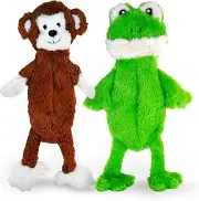 FGA MARKETPLACE Monkey-Frog Flat NO Stuffing NO Squeak Plush Dog Toy, 21 inch