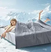 Cooling Comforter Full/Queen Size, All Season Blanket for Hot Sleepers, Lightweight Comforter for Night Sweats, Double-Sided Cooling Bedding for Bed, Sofa, Office, Camping (Dark Gray,90"*90")