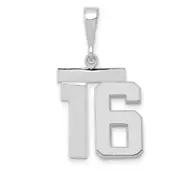 14k White Goldw Medium Polished Number 16 Charm