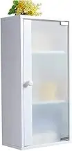 Bathroom Cabinet with Tempered Frosted Glass Door, Wall Mounted Storage Cabinet with 3 Shelves, Moisture-Proof and Waterproof, 10.6" L x 5.9" W x 21.6" H, White