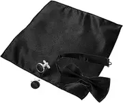 [TOGEVAL] Tuxedo Buttons Cufflinks Set Pre-tied Bow Ties for Men Handkerchiefs Mens Bow Tie Handkerchief Set Formal Suit Accessories