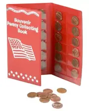 Souvenir Penny Holder Collecting Books (RED - US Flag) Bi-Fold Coin Display for