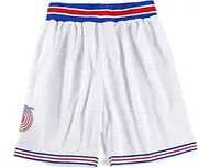 [Lduk CL] Mens Basketball Shorts Space Movie Short Sport Pants for 90s Hip hop Party Clothing White/Black S-XXL