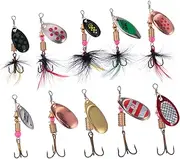 GANAZONO Spinnerbait Kit for Bass Trout 10pcs Simulation Baits Strike-Attractor Sleeves for Dad's