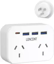 AU/NZ to US Plug Adapter with 2 Outlets 4 USB Charger American Outlet Adapter Gr