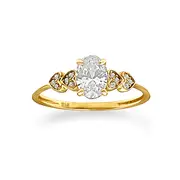 Oval and Hearts Ring with Cubic Zirconia in 9kt Yellow Gold