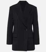 [Brunello Cucinelli] Brunello Cucinelli Pinstripe wool and cotton blazer AU 14 black