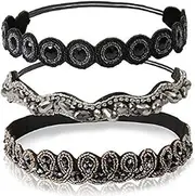 Women’s Headbands/Hairbands, Rhinestone Beaded Elastic Headband for Women Hair Accessories, Handmade vintage headbands Fits for Most, 3 Styles (Style-1, One size)