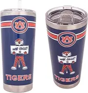 Desert Cactus Auburn University 22oz Rally Tumbler Tigers War Eagle Insulated Stainless Steel with Lid and Straw Reusable Double Walled Cup Hot and Cold Drinkware Full Color 22 Ounces (Blue)