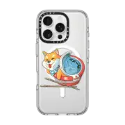 iPhone 16 Pro Clear Case MagSafe Compatible Shiba Dog Ramen Japanese Manga Blue