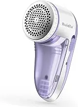 Ruidla Lint Remover Fabric Shaver, Lint Shaver Rechargeable, Pilling Remover with Stainless Steel 3-Leaf Blades, Dual Protection, Removable Bin, Easy to Remove Fuzz, Lint, Pilling, Bobbles