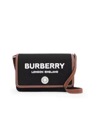 Burberry Mini Technical Cotton and Leather Note Bag