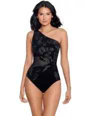 [Miraclesuit Swim] Iridium Minx Underwired One Shoulder Shaping Swimsuit in Black