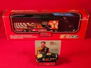 ERNIE IRVAN NASCAR TRANSPORTER BUNDLE w/MATCHING STOCKCAR & PLAYER CARD - NIB