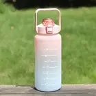 2000ml Straw Bottle with Time Marker Wide Application Summer Drinking Straw Cup