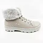 Skechers Roadies Top It Off Off White Womens Combat Boots Comfort Shoes
