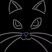 Rhinestone Bling Sparkle Iron On Transfer DIY Kitty Cat Whiskers Face