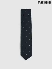 Reiss Navy Punto Spot Silk Knitted Pin-Dot Tie (K81611) | $155