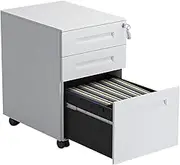 Metal 3 Drawer Mobile File Cabinet with Lock Under Desk File Cabinet for Legal Letter A4 Files Fully Assembled Safe Storage Solution