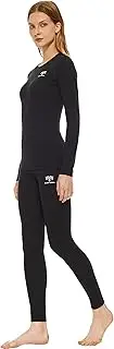 [Adeptwool] Women's Merino Wool Base Layer John Set Crew Neck Top and Bottom Thermal Underwear
