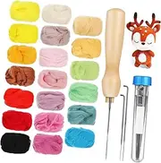 CIMAXIC Felting Needle Tools Kit 20 Felt Wool 10g Each 6 Needles (fine Medium Thick) for Craft Lovers