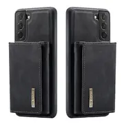 DG MING For Samsung Galaxy S22+ /S22 Plus Premium Trifold Wallet Leather Case With 2-in-1 Magnetic Detachable Card Holder Pocket Cover - Black