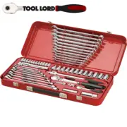 Sidchrome 56 piece 1/4" 1/2" Drive Metric & AF Socket & Spanner Set SCMT10178