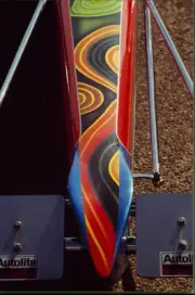 Wild paint scheme on the nose of a dragster 1972 Motor Racing Old Photo