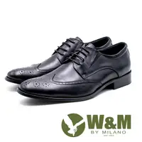 在飛比找PChome24h購物優惠-W&M 大尺碼雕花紳士皮鞋 男鞋 - 黑