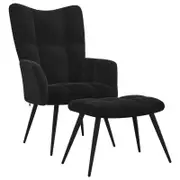 vidaXL Relaxing Chair with a Stool Armchair Ottoman Footrest Black Velvet