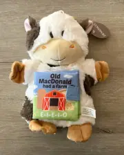 Demdaco Plush Cow Old MacDonald Hand Had a Farm Puppet w/Removable Book